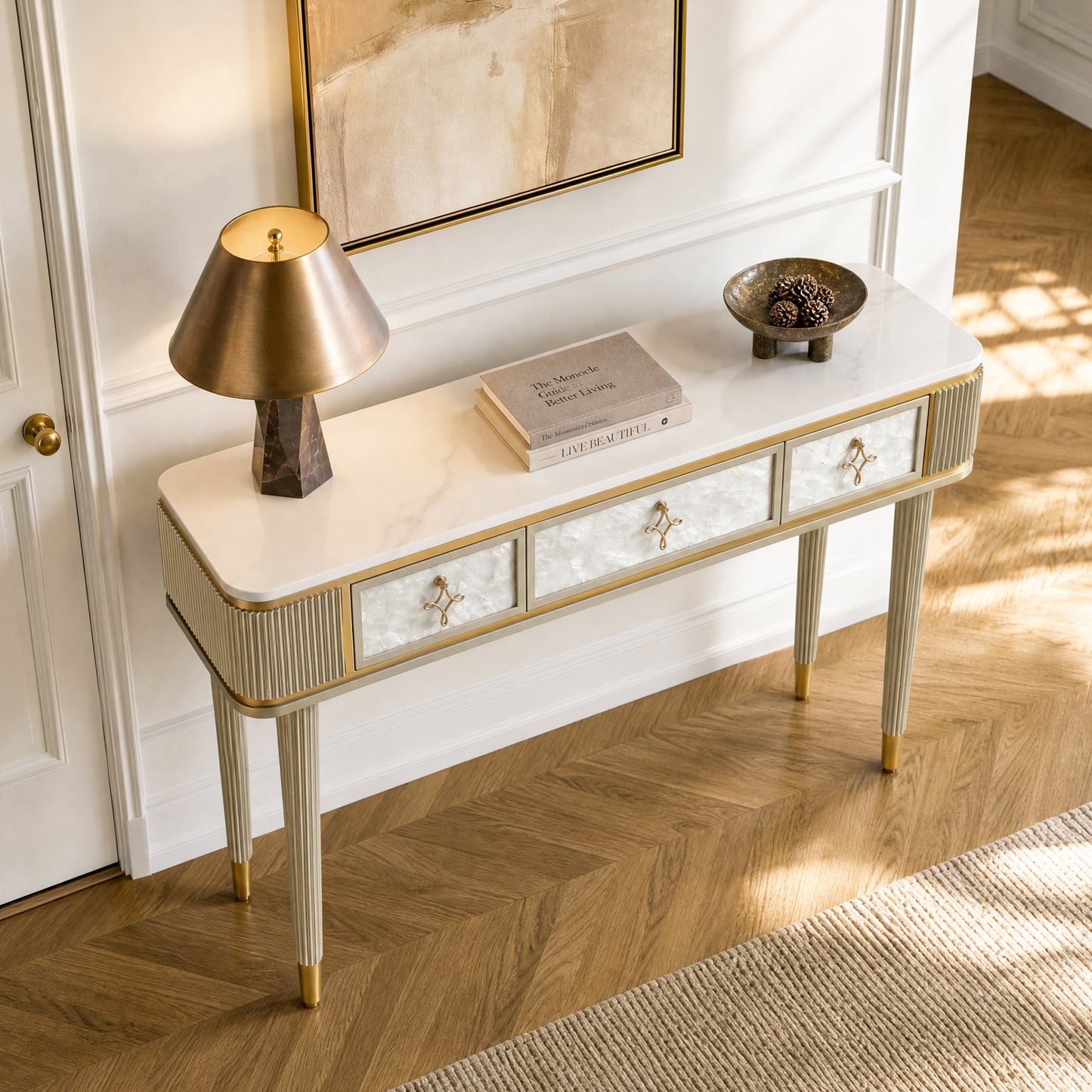 [Pre-Sale] Shell & Pearl Inlay 3-Drawer Console Table, 47"
