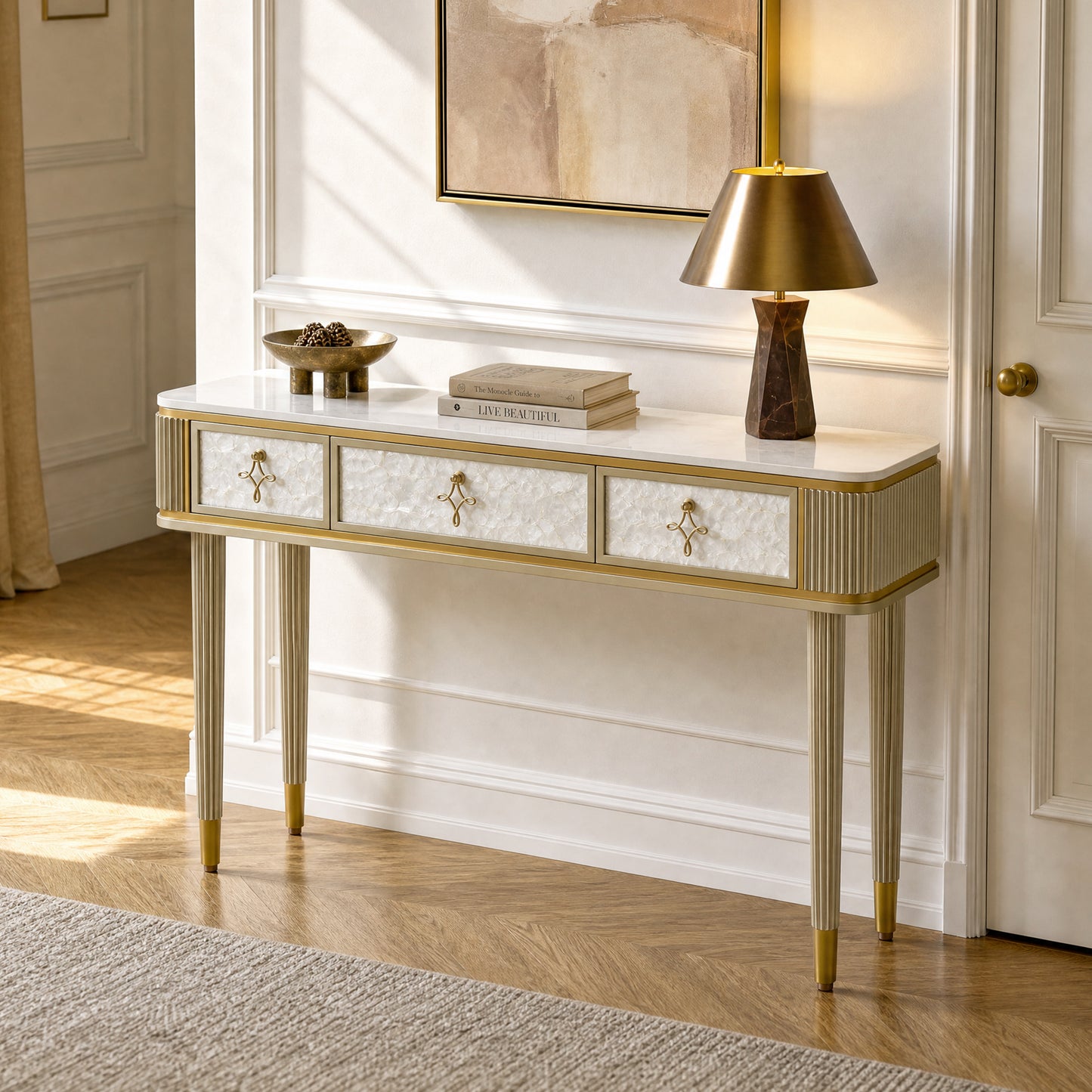 [Pre-Sale] Shell & Pearl Inlay 3-Drawer Console Table, 47"