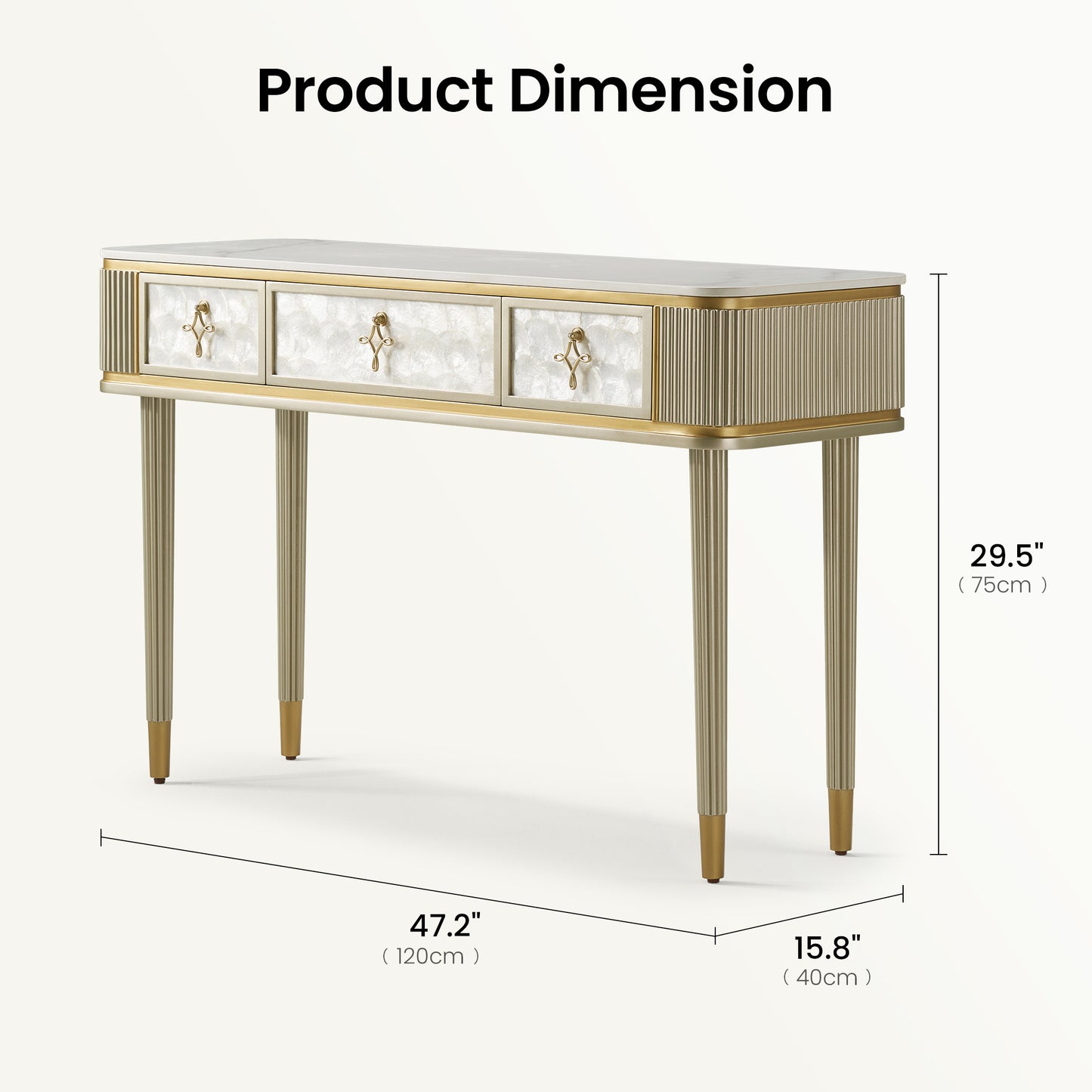 [Pre-Sale] Shell & Pearl Inlay 3-Drawer Console Table, 47"