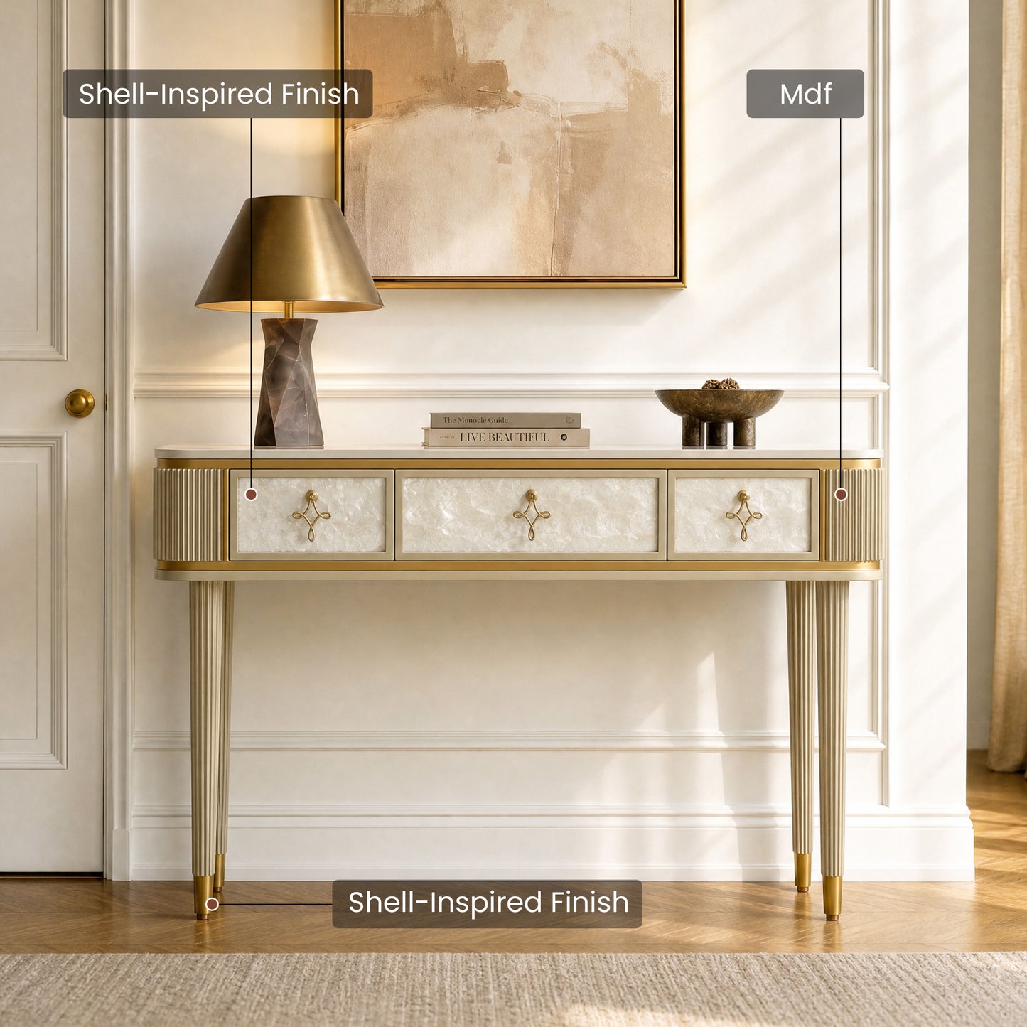 [Pre-Sale] Shell & Pearl Inlay 3-Drawer Console Table, 47"