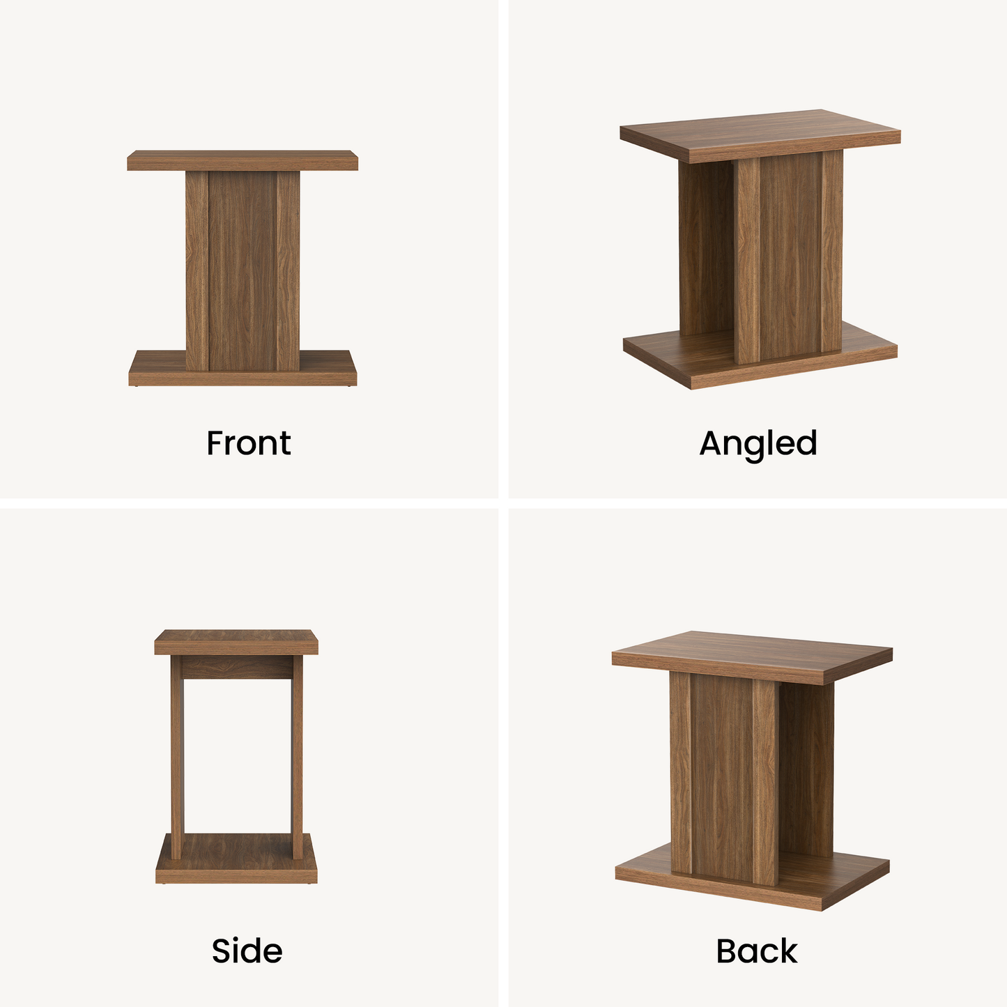 Side Table, 23.6" Modern End Table with Fluted Panel and Thick Tabletop, Accent Nightstand in Walnut