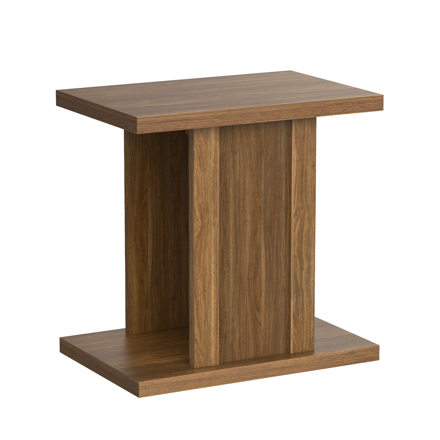 Side Table, 23.6" Modern End Table with Fluted Panel and Thick Tabletop, Accent Nightstand in Walnut