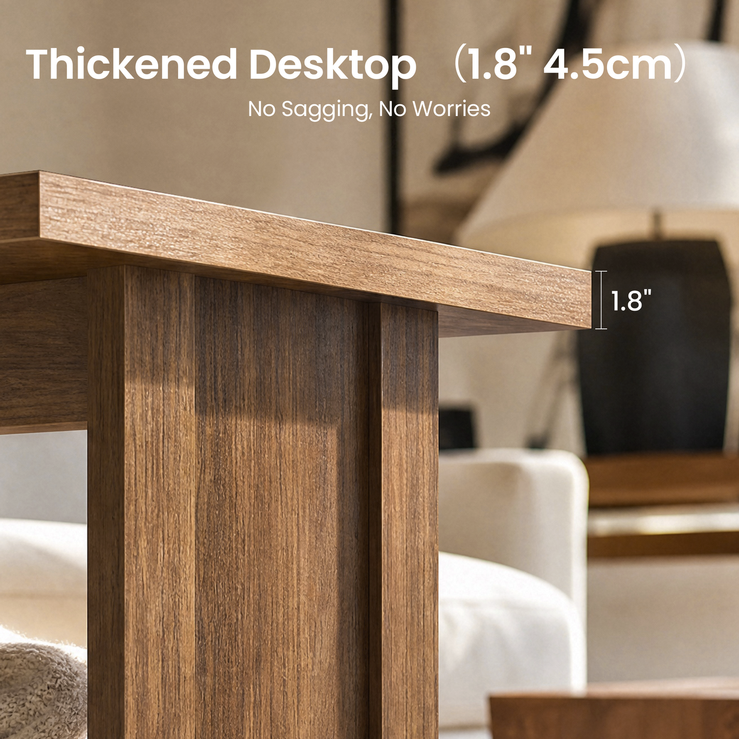 Side Table, 23.6" Modern End Table with Fluted Panel and Thick Tabletop, Accent Nightstand in Walnut