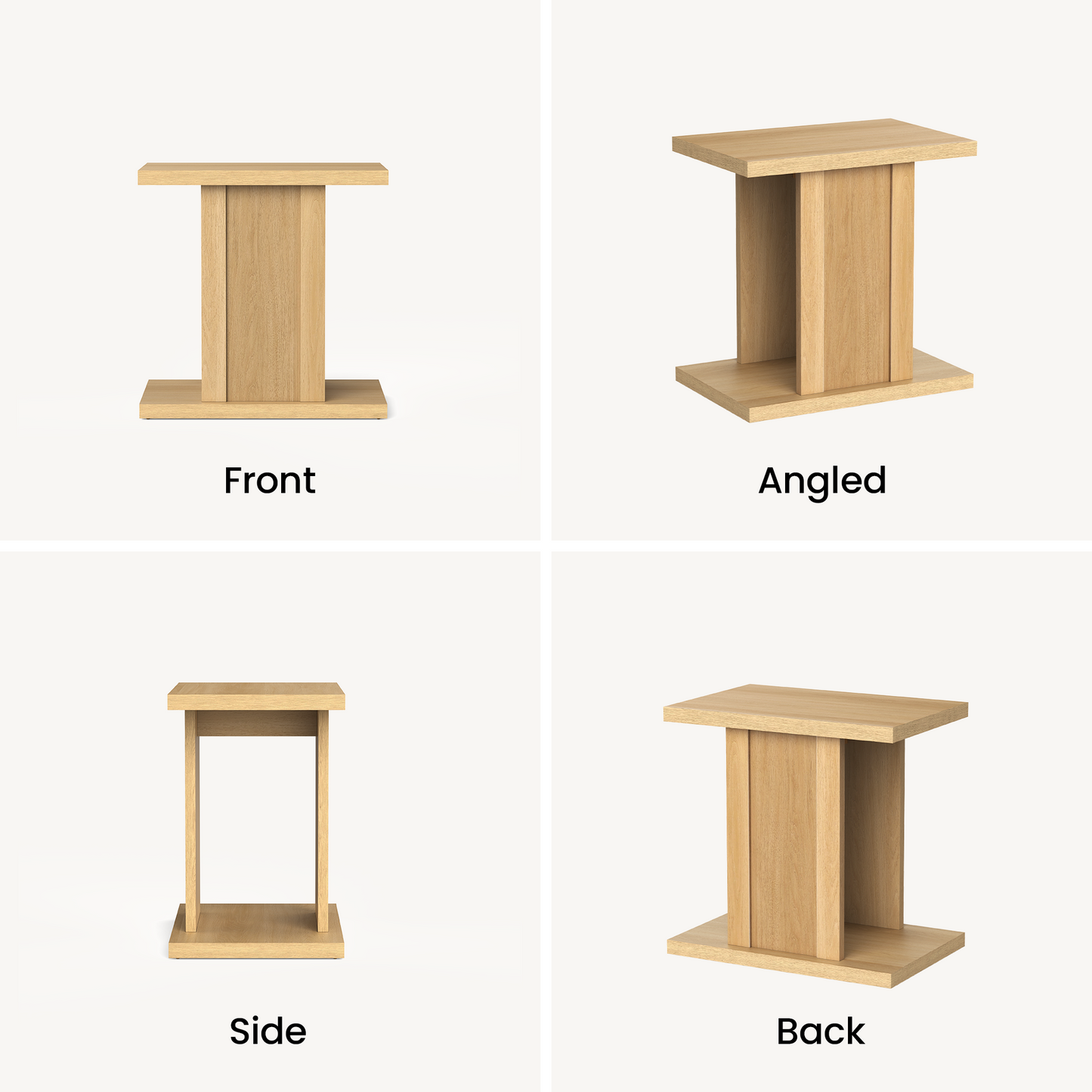 Side Table, 23.6" Modern End Table with Fluted Panel and Thick Tabletop, Accent Nightstand in Natural