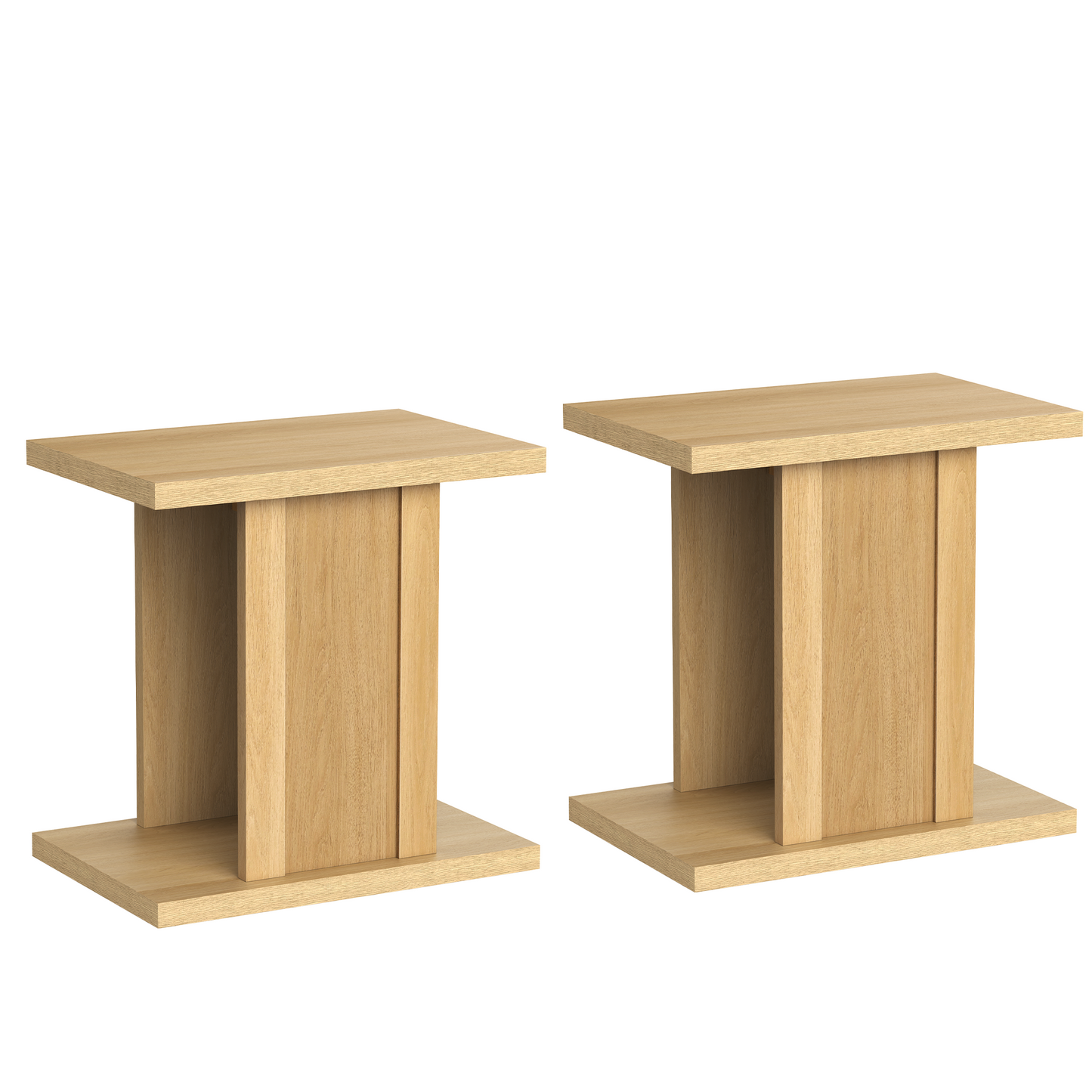 Side Table, 23.6" Modern End Table with Fluted Panel and Thick Tabletop, Accent Nightstand in Natural