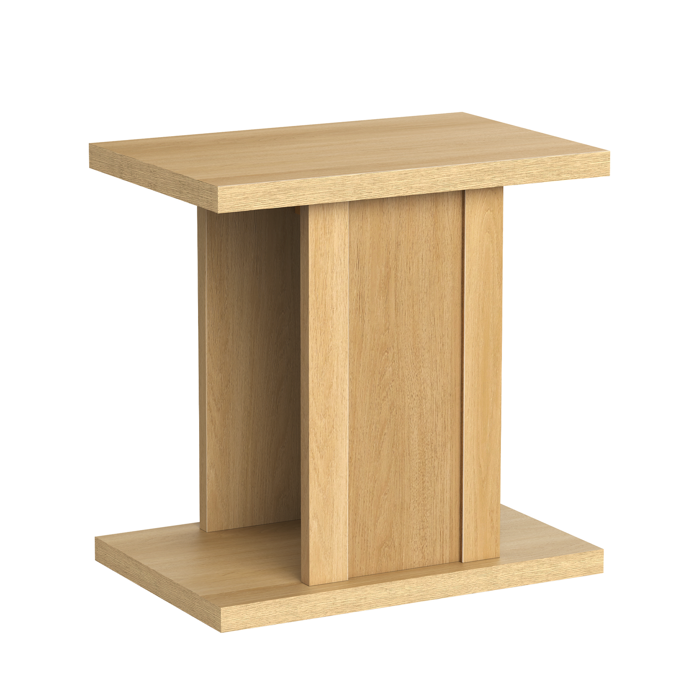Side Table, 23.6" Modern End Table with Fluted Panel and Thick Tabletop, Accent Nightstand in Natural