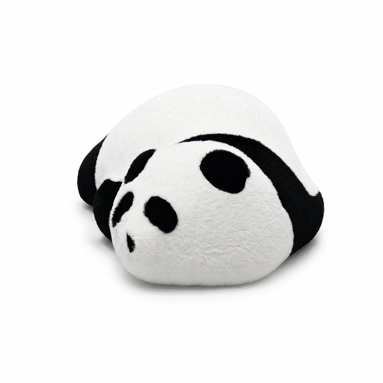 Sleeping Bear Plush Ottoman - Black and White Panda Floor Lounger, 36.5" Long