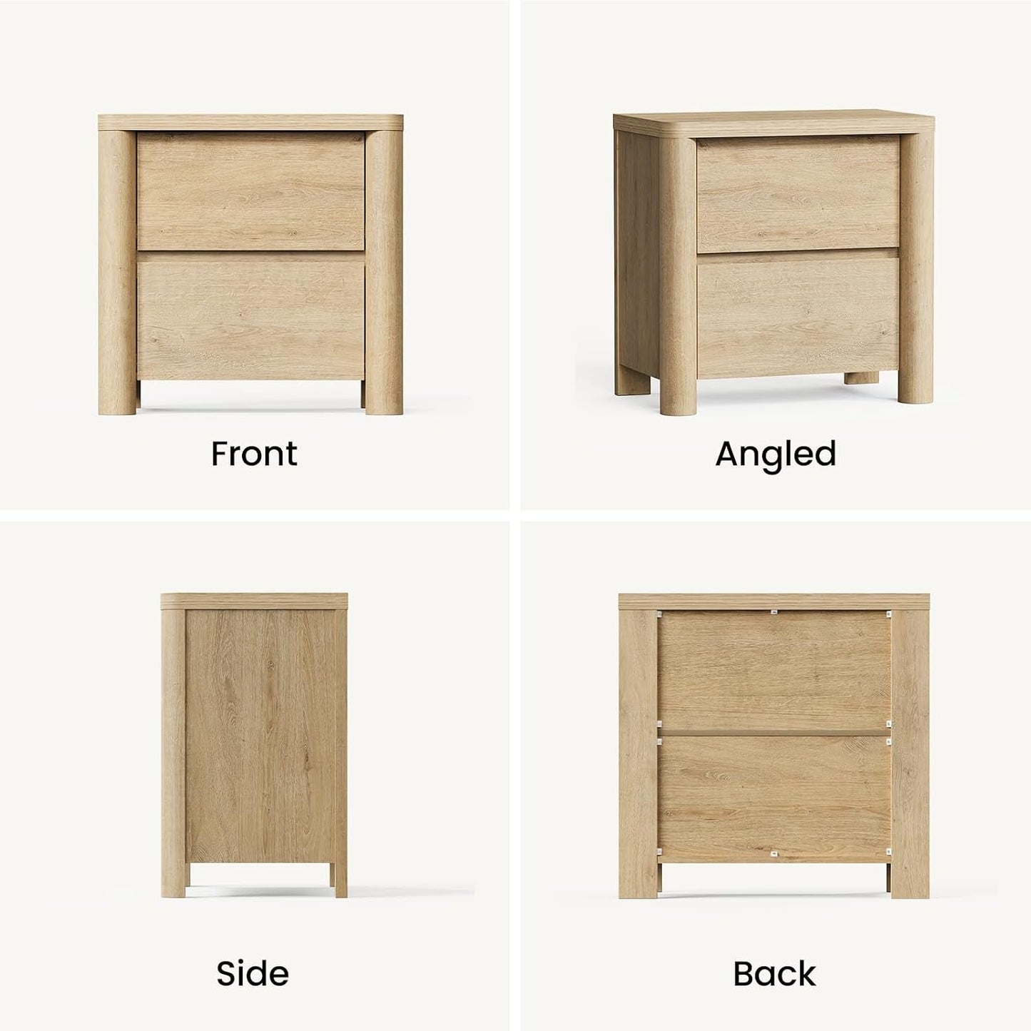 [Pre-Sale] 25.5'' Soft-Edge Natural Wood 2-Drawer Nightstand,Set of 2