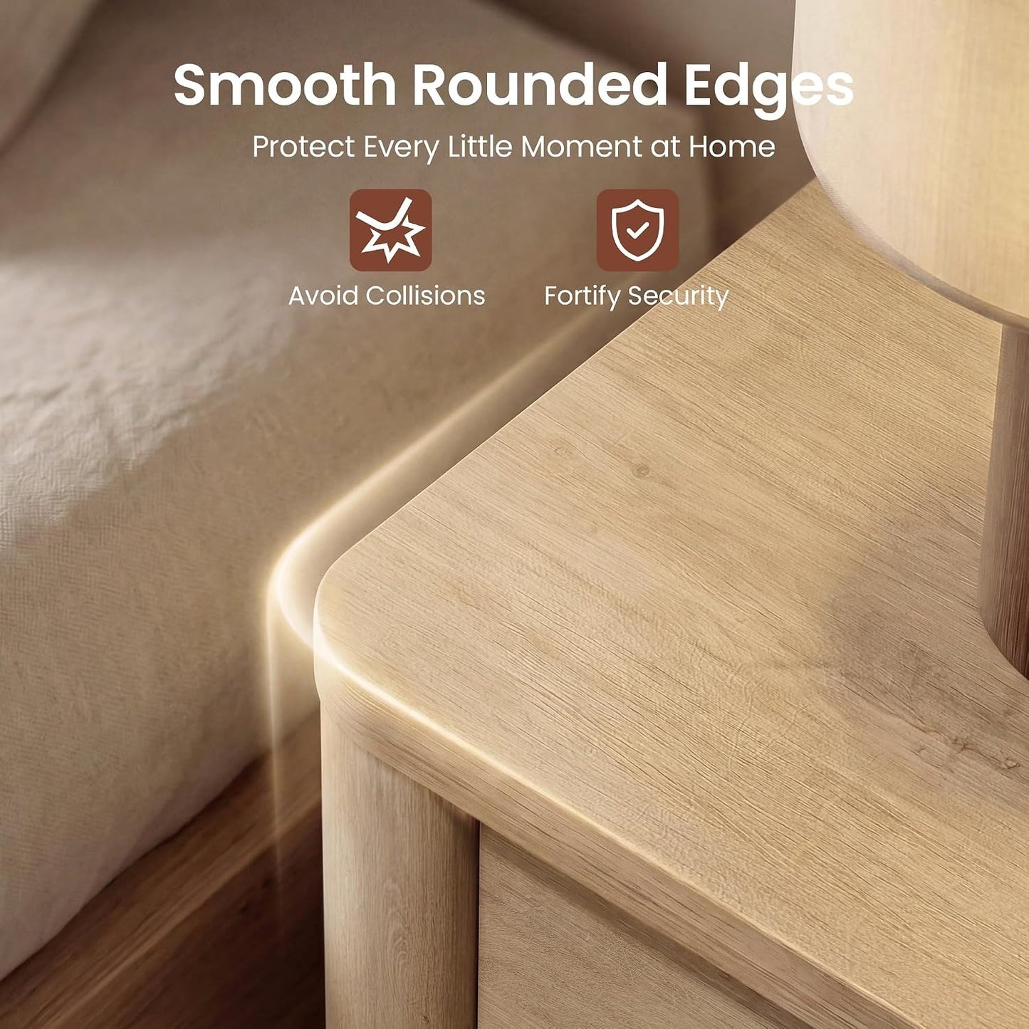 [Pre-Sale] 25.5'' Soft-Edge Natural Wood 2-Drawer Nightstand,Set of 2