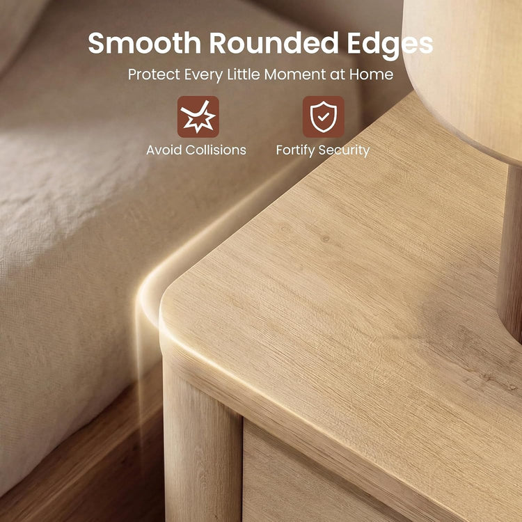 [Pre-Sale] 25.5'' Soft-Edge Natural Wood 2-Drawer Nightstand