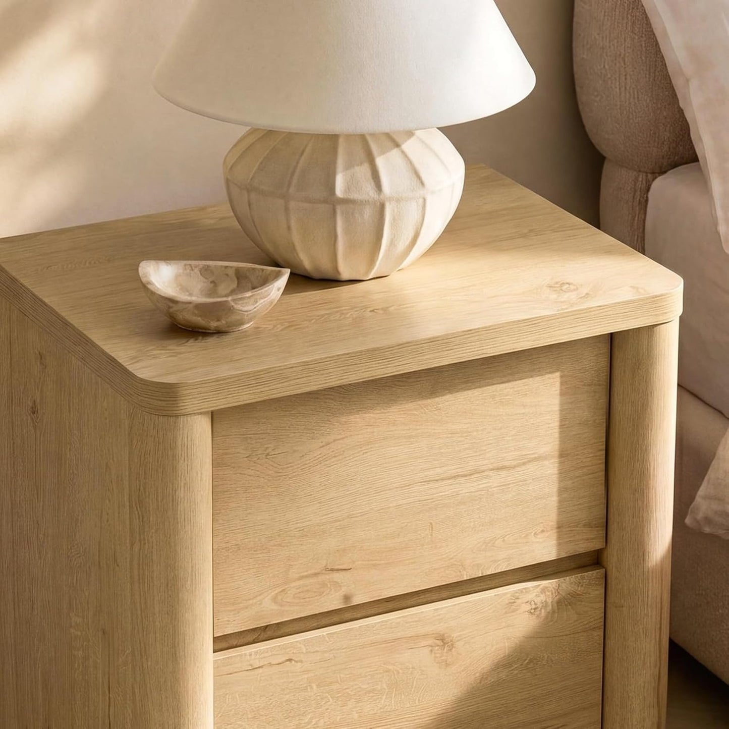 [Pre-Sale] 25.5'' Soft-Edge Natural Wood 2-Drawer Nightstand,Set of 2