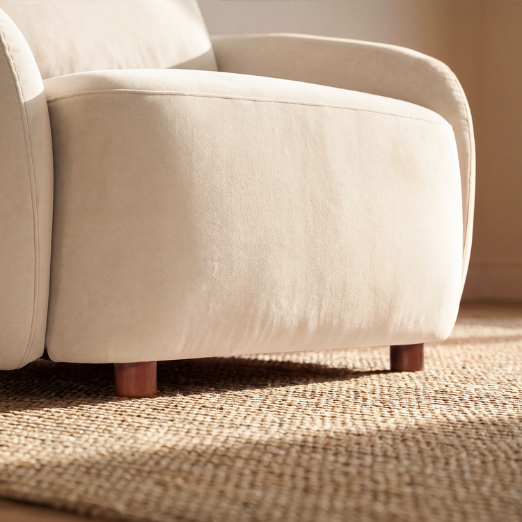 [Pre-sale] Solora 107" Beige Velvet Curved Sectional Sofa with Chaise - Walnut Legs