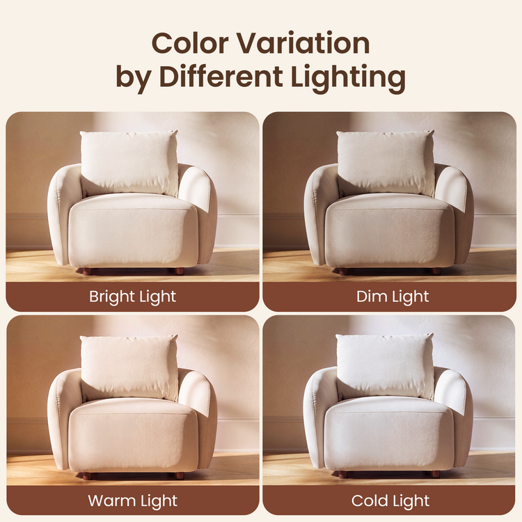 [Pre-sale] Solora 37" Beige Velvet Curved Accent Chair - Walnut Legs