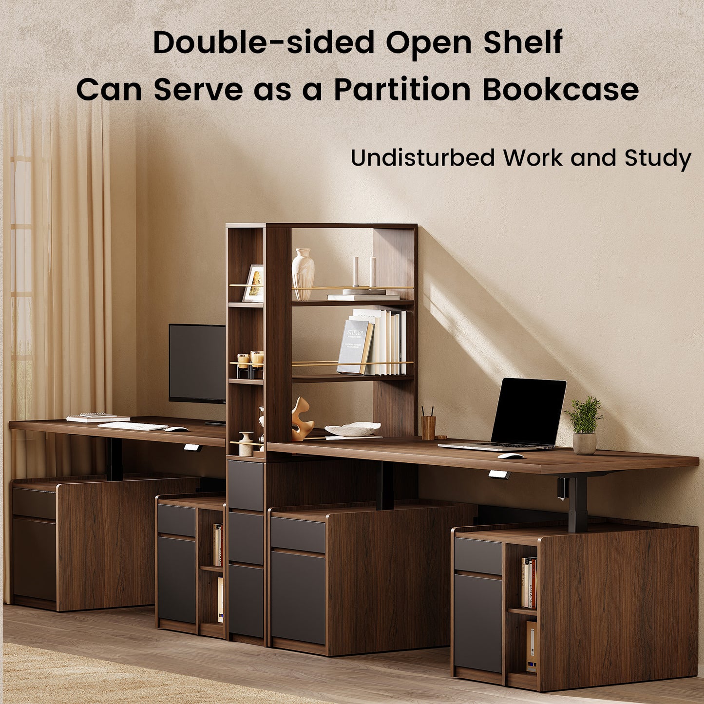 Soren 71" 3-Drawer Black Walnut Bookcase