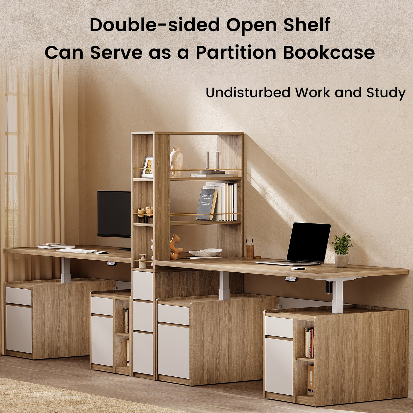 Soren 71" 3-Drawer Light Walnut Bookcase