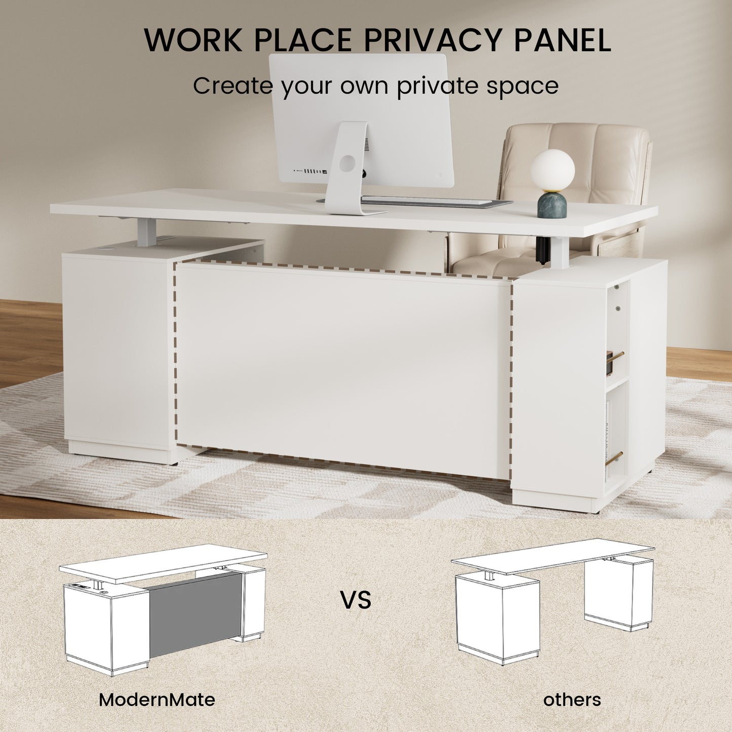 Soren 71" Height-Adjustable White Standing Desk