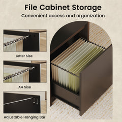 An open drawer contains hanging folders, Insets show folder and bar arrangements