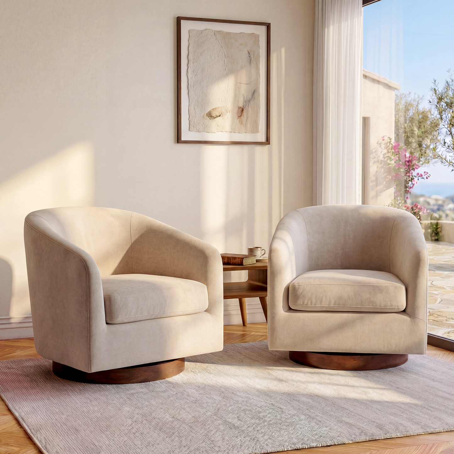 Swivel Accent Chair 360° Living Room Armchair Comfy Reading Chair Bedroom