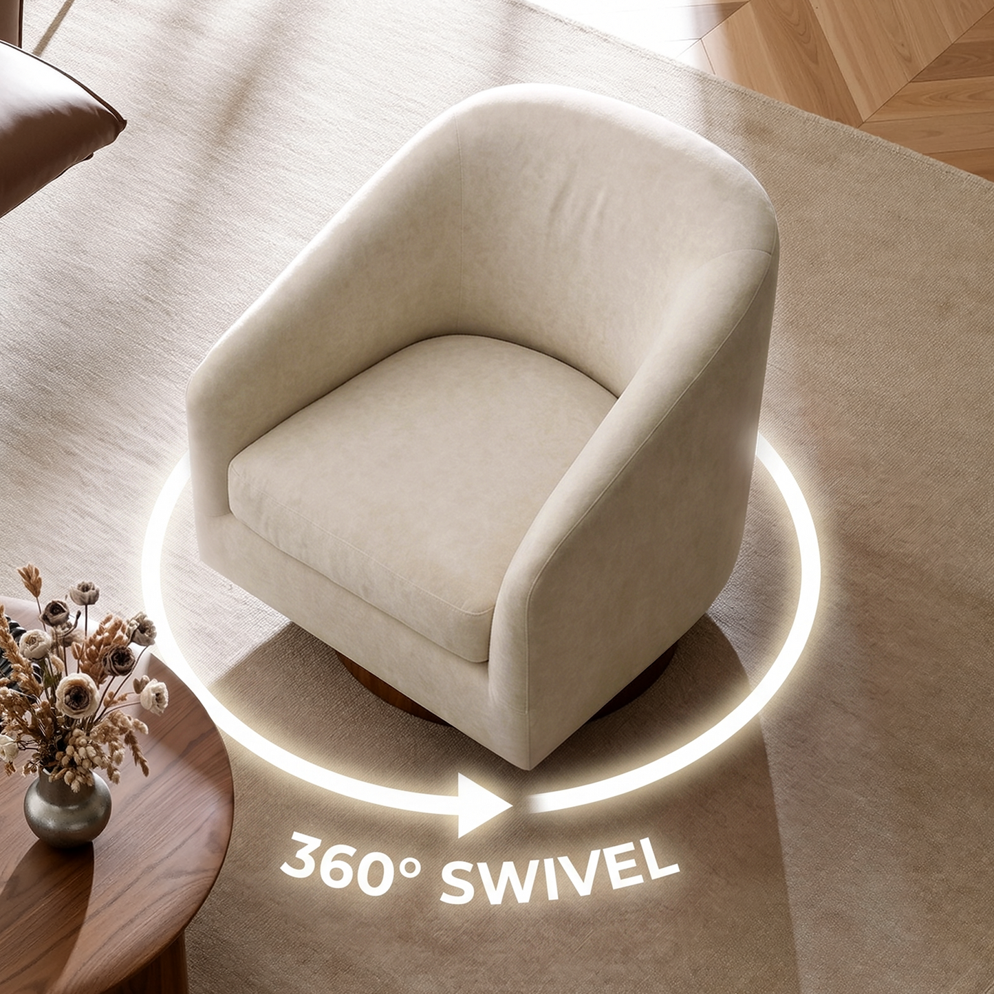 Swivel Accent Chair 360° Living Room Armchair Comfy Reading Chair Bedroom