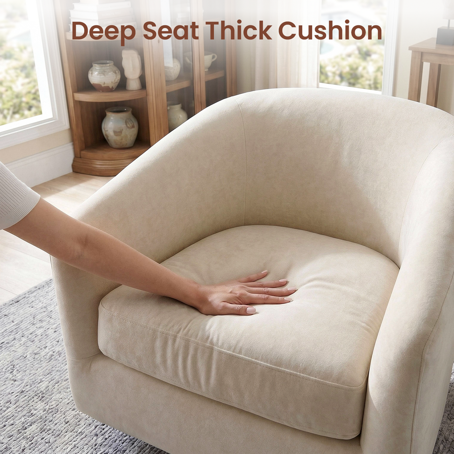 Swivel Accent Chair 360° Living Room Armchair Comfy Reading Chair Bedroom