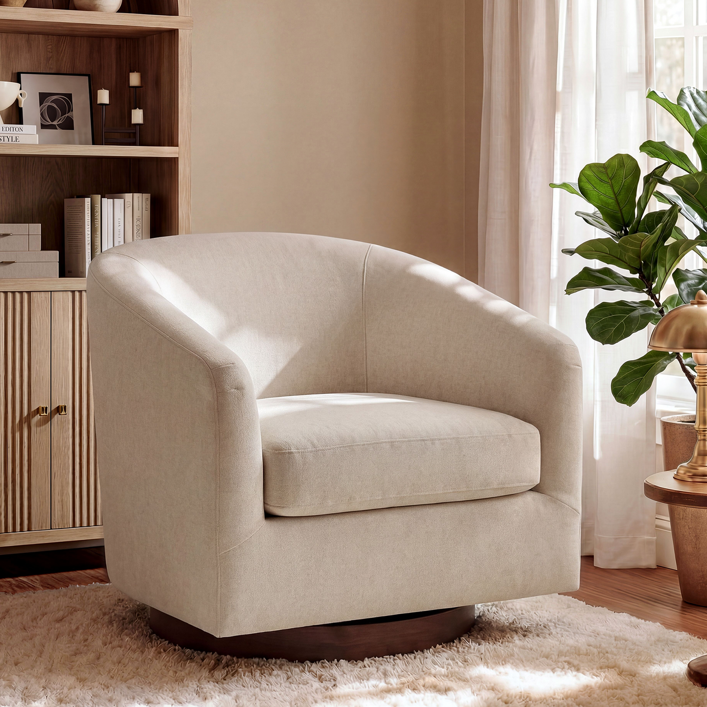 Swivel Accent Chair 360° Living Room Armchair Comfy Reading Chair Bedroom