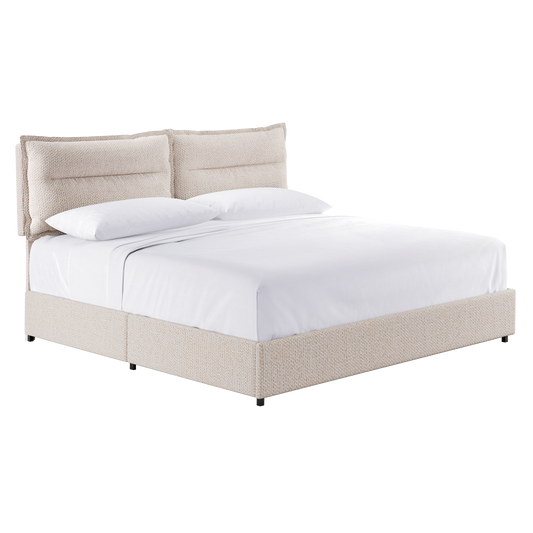 [Pre-sale] Tareya King Upholstered Bed Frame with 4 Storage Drawers, Beige