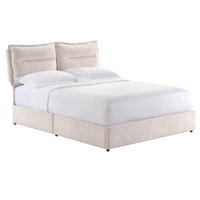 Tareya Queen Upholstered Bed Frame with 4 Storage Drawers, Beige