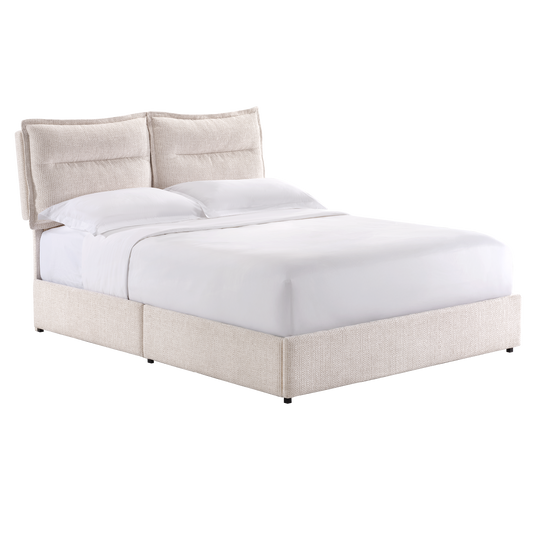 Tareya Queen Upholstered Bed Frame with 4 Storage Drawers, Beige