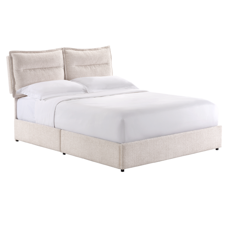 Tareya Queen Upholstered Bed Frame with 4 Storage Drawers, Beige