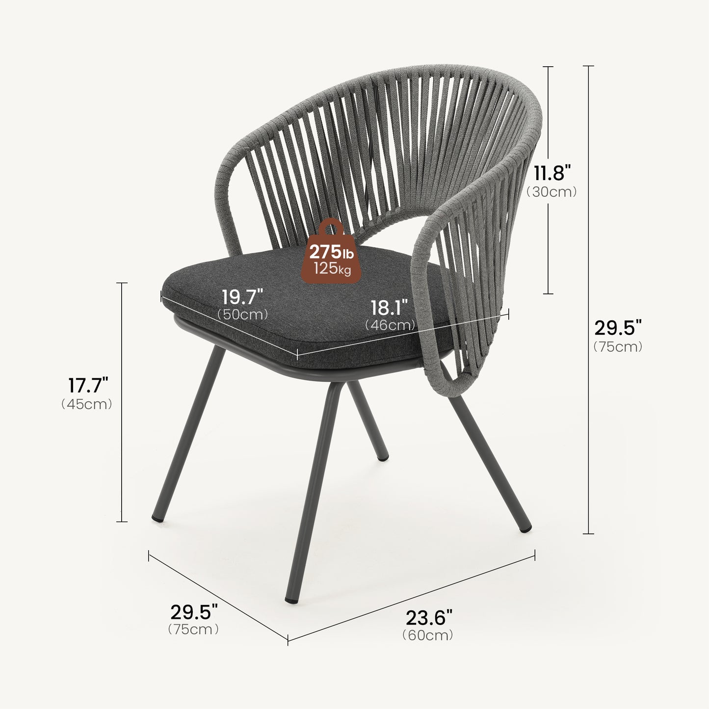 [Pre-Sale] Thin Tube Woven Rope Outdoor Dining Chair (Set of 2)