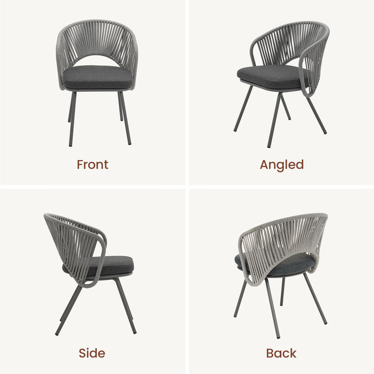 2 Pack 29.5" Thin Tube Woven Rope Outdoor Dining Chairs