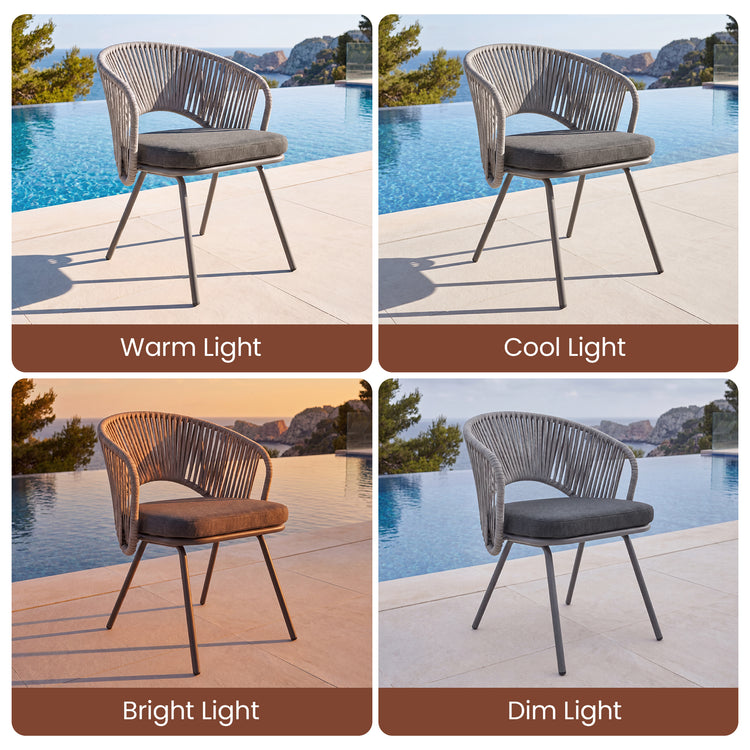 2 Pack 29.5" Thin Tube Woven Rope Outdoor Dining Chairs