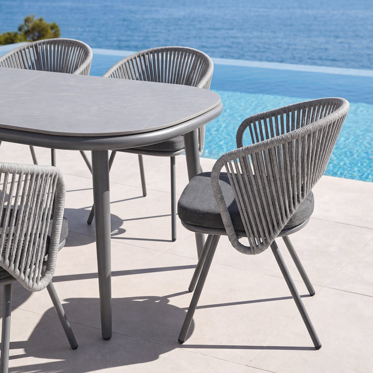 2 Pack 29.5" Thin Tube Woven Rope Outdoor Dining Chairs