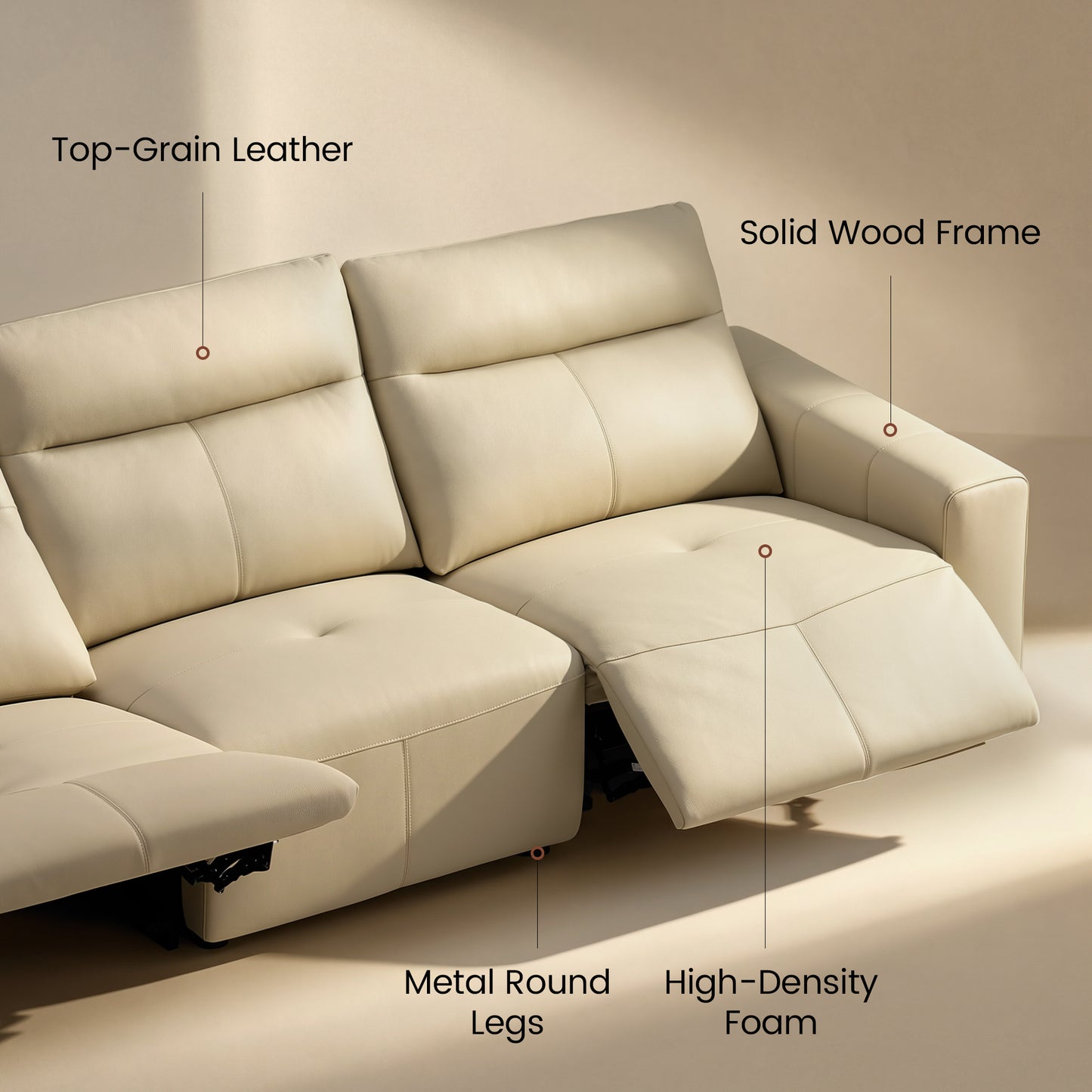 [Pre-sale] 112" Top Grain Leather Power Reclining Sofa，Zero Wall Design