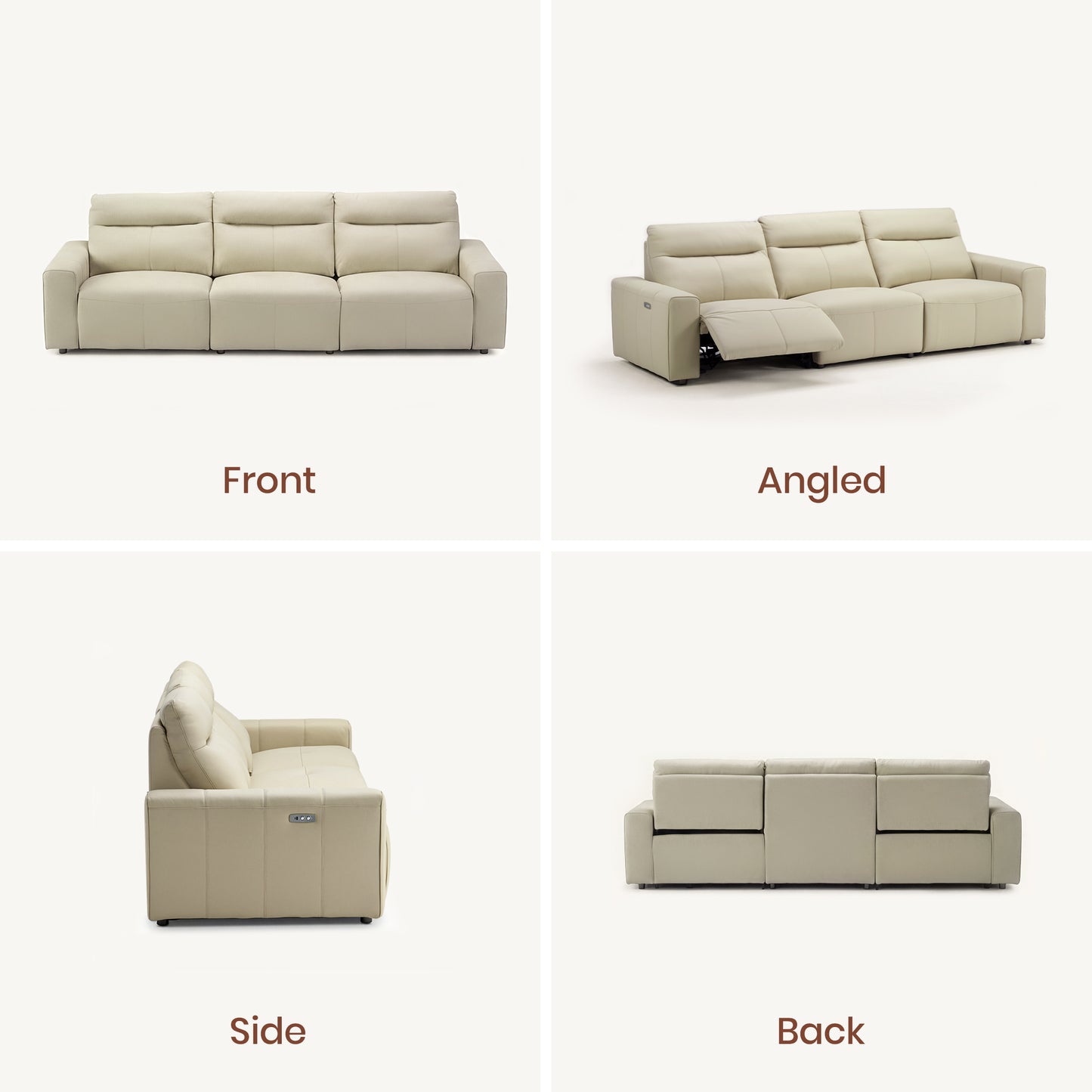 [Pre-sale] 112" Top Grain Leather Power Reclining Sofa，Zero Wall Design