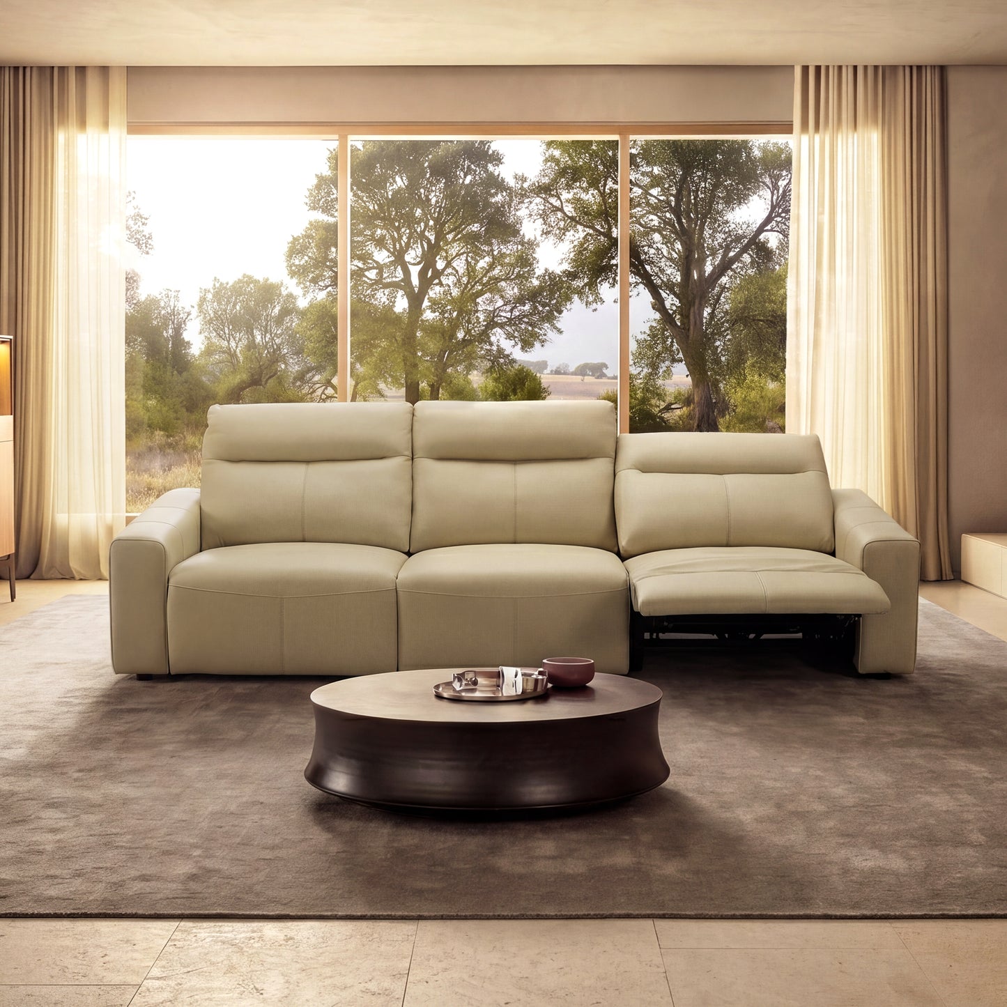 [Pre-sale] 112" Top Grain Leather Power Reclining Sofa，Zero Wall Design