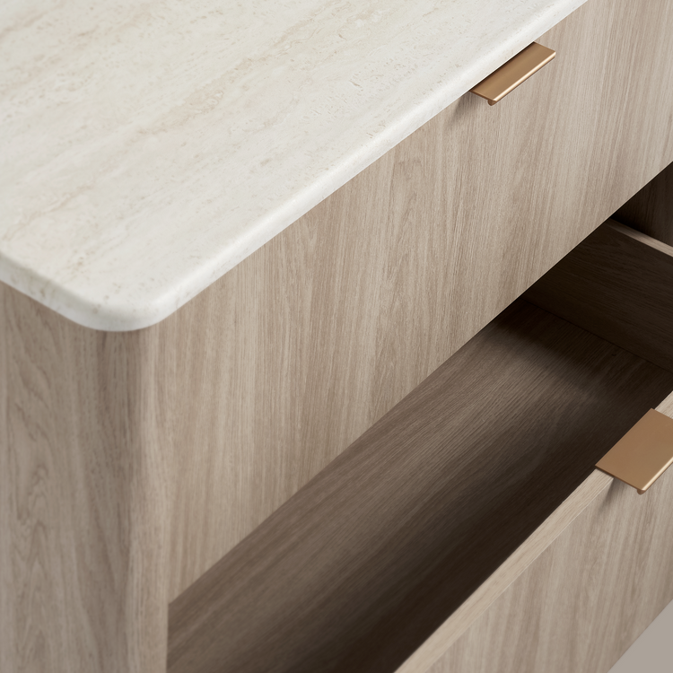 Travertine-look 3-Drawer Chest of Drawers, Gray
