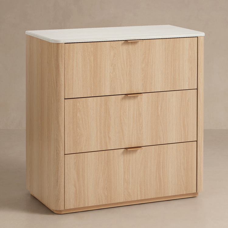 Travertine-look 3-Drawer Chest of Drawers, Natural