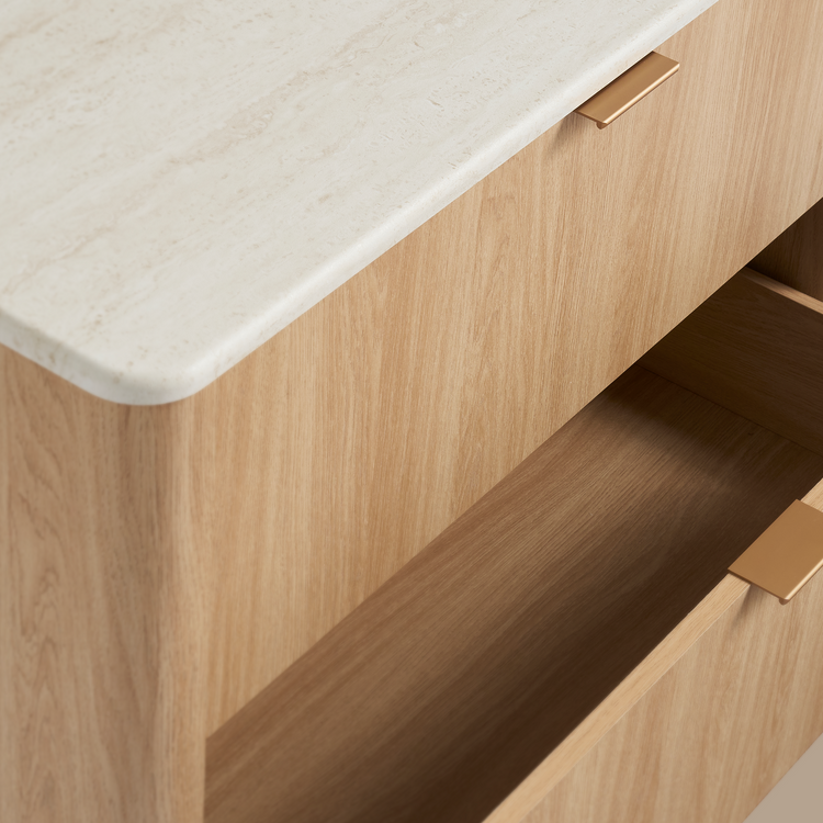Travertine-look 3-Drawer Chest of Drawers, Natural