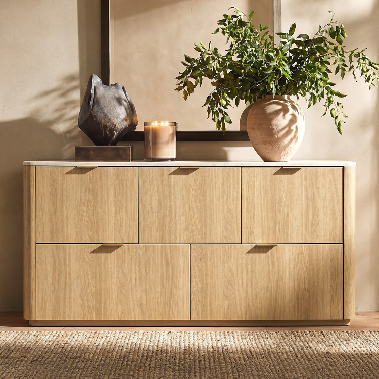Travertine 51" 5-Drawer Dresser, Beige