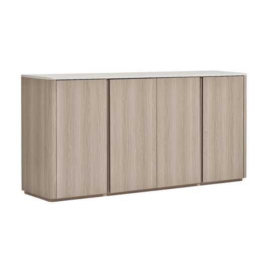 Travertine Grey 4-Door Handleless Soft-Close Sideboard