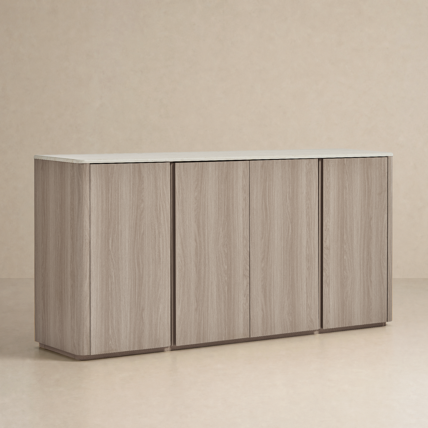 Travertine Grey 4-Door Handleless Soft-Close Sideboard