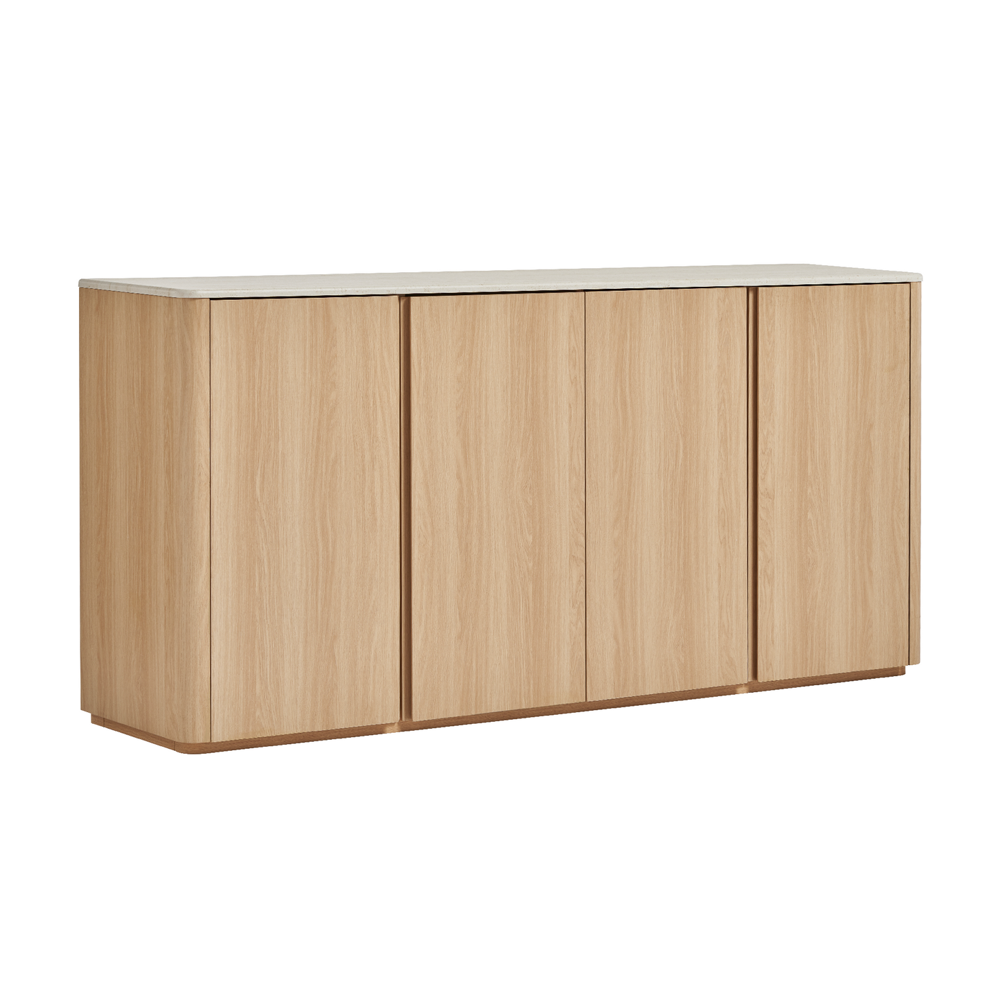 Travertine Wood 4-Door Handleless Soft-Close Sideboard