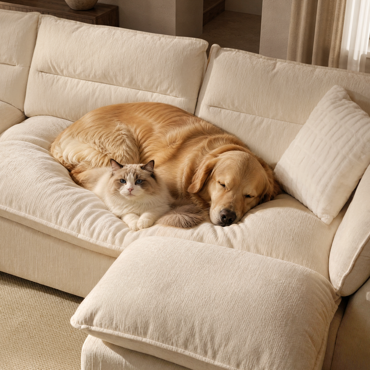 [Pre-sale] U-Shaped Sectional Sofa, Loven Modular Cloud Design with Solid Wood Legs，Pure Plume