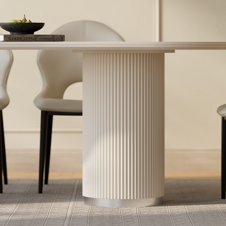 78.74" Pandora Glossy Sintered Stone Luxury Dining Table, Rectangular Kitchen Table for 6-8