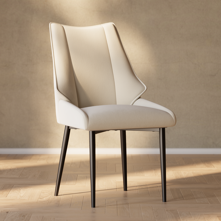 [Pre-Sale] 2 Pack Modern Cream Faux Leather Dining Chairs, Winged High Back & Thick Cushion Pads