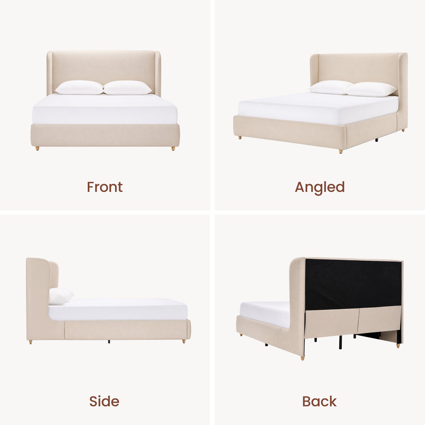 [Pre-sale] Veneeray King Suede Upholstered Wingback Bed Frame with Curved Valley Headboard