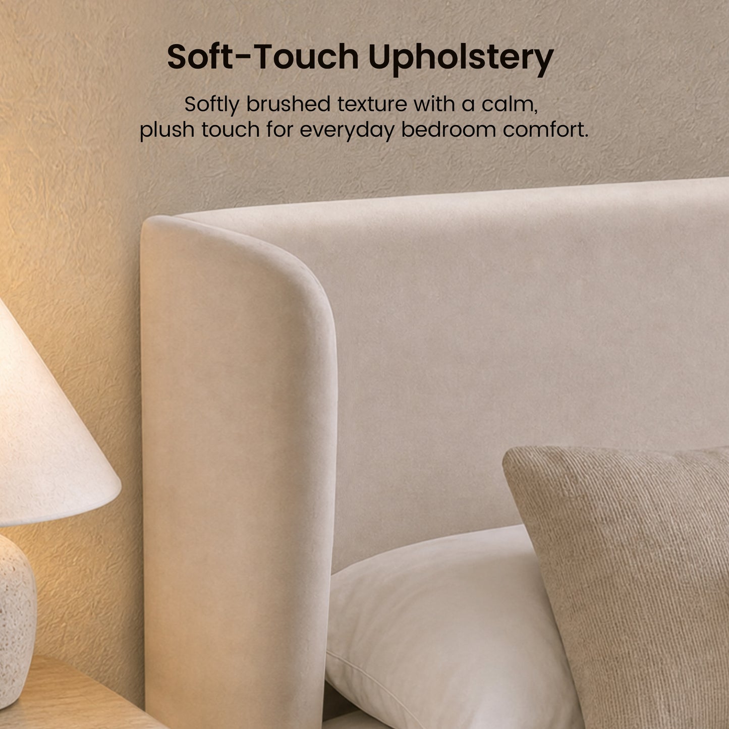 [Pre-sale] Veneeray King Suede Upholstered Wingback Bed Frame with Curved Valley Headboard