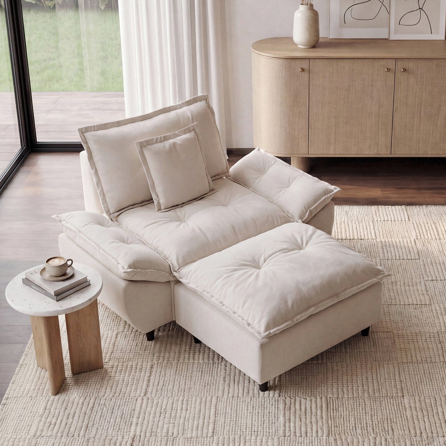 Voyage Modern Modular Chenille Cloud Ottoman