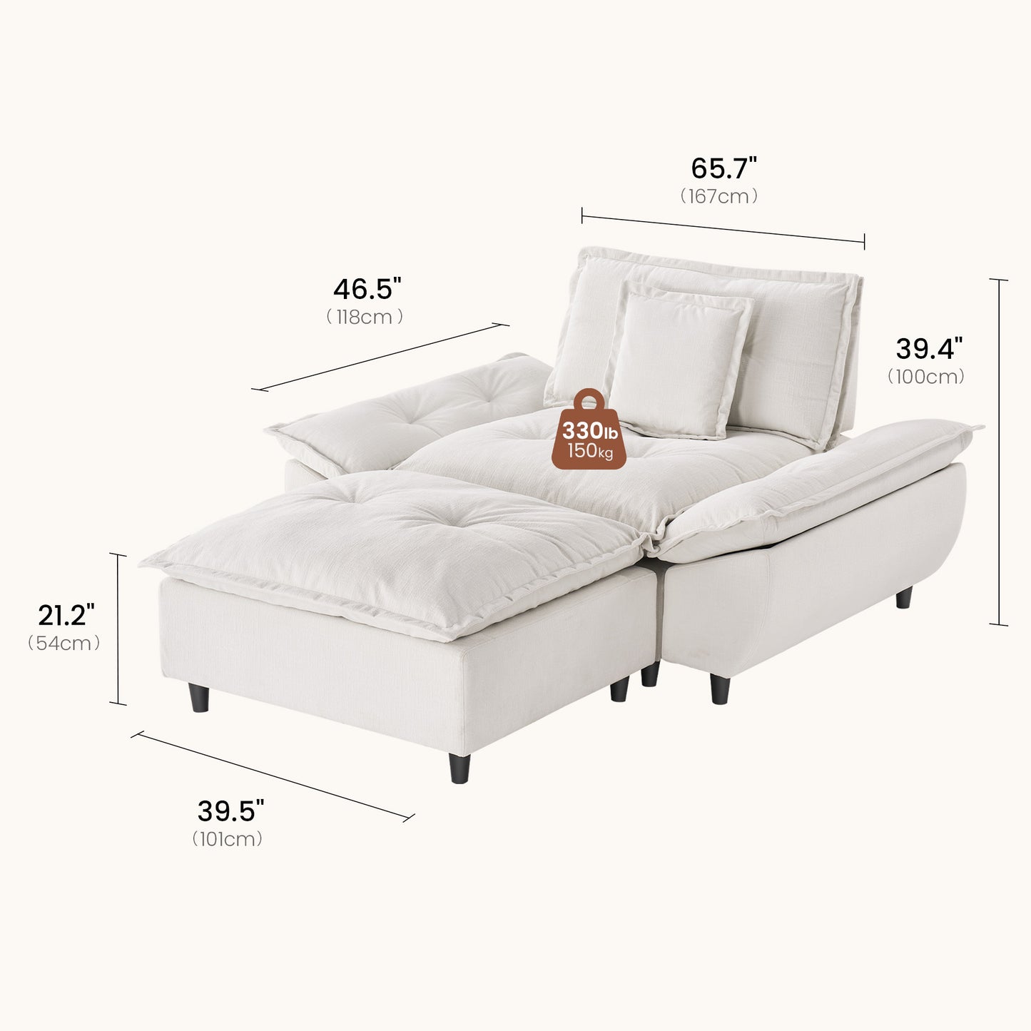 Voyage Modern Minimalist Modular Cloud Armchair